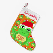 Weihnachtsmannmütze Orange Frog Cartoon Muster Nam Kleiner Weihnachtsstrumpf (Vorderansicht (hängend))
