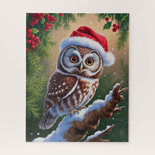Weihnachtsmannmütze Owl Puzzle (Vertikal)