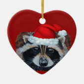 Weihnachtsmannmütze Panda Raccoon Keramik Ornament (Vorne)