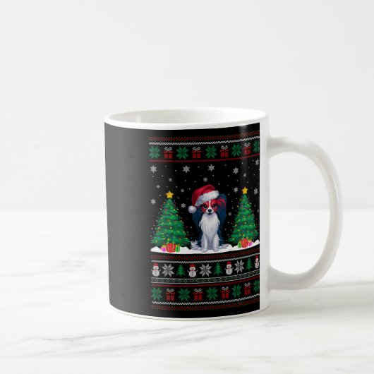 Weihnachtsmannmütze Papillon Dog Weihnachtsbaumleu Kaffeetasse (Rechts)