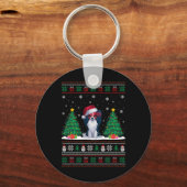 Weihnachtsmannmütze Papillon Dog Weihnachtsbaumleu Schlüsselanhänger (Vorderseite)