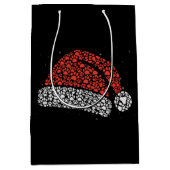 Weihnachtsmannmütze Paw Print Weihnachtshund Lover Mittlere Geschenktüte (Vorderseite)