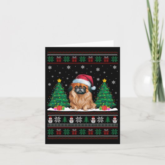 Weihnachtsmannmütze Pekingese Hund Weihnachtsbaum  Karte (Vorderseite)