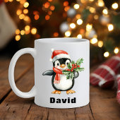 Weihnachtsmannmütze Penguin Holding Christmas Holl Kaffeetasse