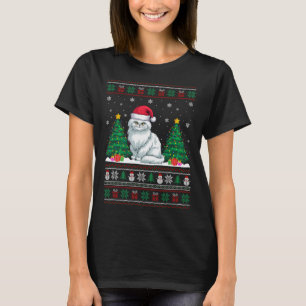 Weihnachtsmannmütze Persische Katze Weihnachtsbaum T-Shirt