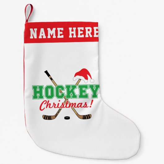 Weihnachtsmannmütze personalisiert Hockey Weihnach Kleiner Weihnachtsstrumpf (Vorderseite)