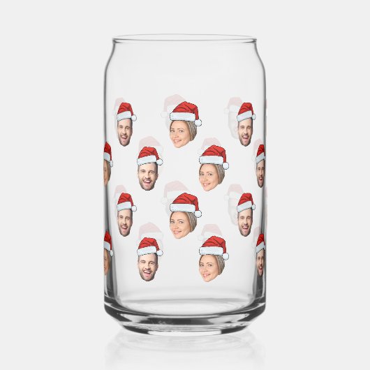 Weihnachtsmannmütze Personalisiertes Gesicht 2 Fot Dosenglas (Vorderseite)