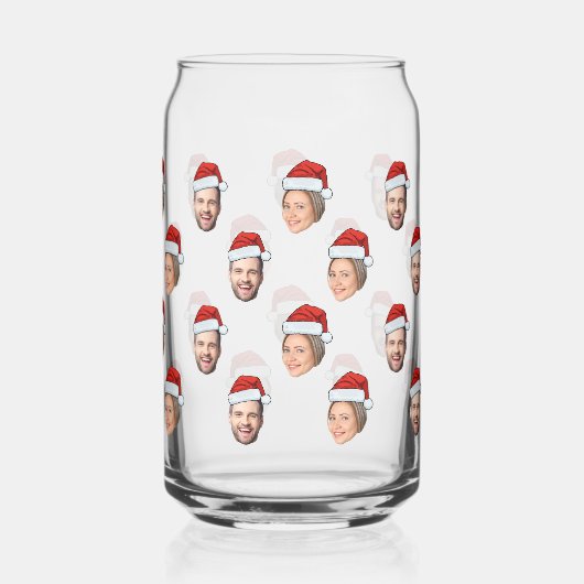Weihnachtsmannmütze Personalisiertes Gesicht 2 Fot Dosenglas (Rückseite)