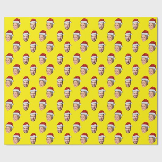Weihnachtsmannmütze Personalisiertes Gesicht 2 Fot Geschenkpapier (Flach)