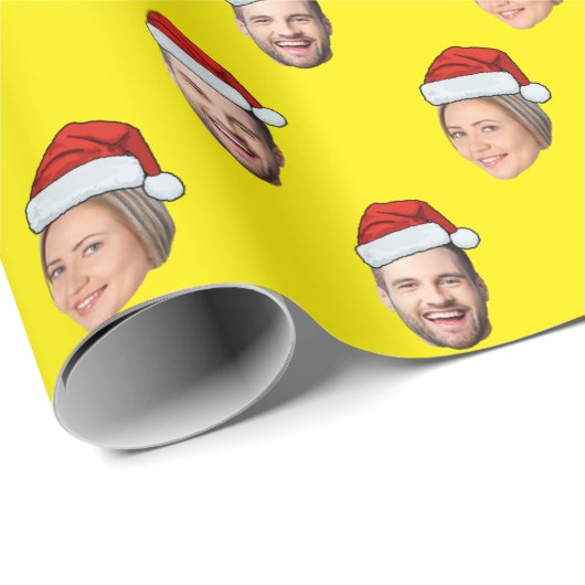 Weihnachtsmannmütze Personalisiertes Gesicht 2 Fot Geschenkpapier (Rolleneckpunkt)