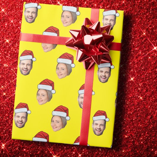 Weihnachtsmannmütze Personalisiertes Gesicht 2 Fot Geschenkpapier