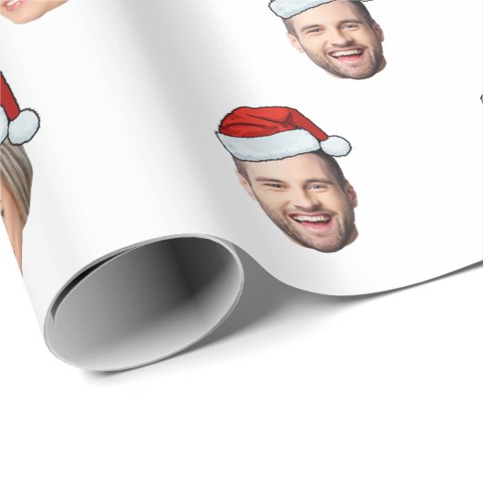 Weihnachtsmannmütze Personalisiertes Gesicht 2 Fot Geschenkpapier (Rolleneckpunkt)