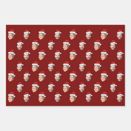 Weihnachtsmannmütze Personalisiertes Gesicht 2 Fot Geschenkpapier Set (Vorderseite 3)