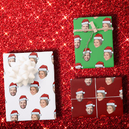 Weihnachtsmannmütze Personalisiertes Gesicht 2 Fot Geschenkpapier Set