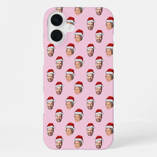 Weihnachtsmannmütze Personalisiertes Gesicht 2 Fot iPhone Hülle (Rückseite)