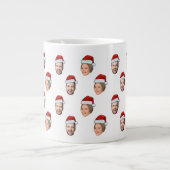 Weihnachtsmannmütze Personalisiertes Gesicht 2 Fot Jumbo-Tasse (Vorderseite)