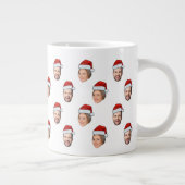 Weihnachtsmannmütze Personalisiertes Gesicht 2 Fot Jumbo-Tasse (Rechts)