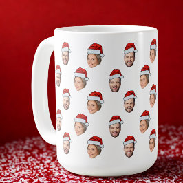 Weihnachtsmannmütze Personalisiertes Gesicht 2 Fot Kaffeetasse