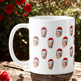 Weihnachtsmannmütze Personalisiertes Gesicht 2 Fot Kaffeetasse