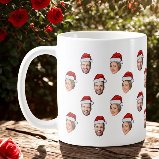 Weihnachtsmannmütze Personalisiertes Gesicht 2 Fot Kaffeetasse