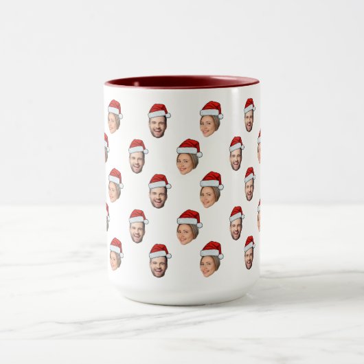 Weihnachtsmannmütze Personalisiertes Gesicht 2 Fot Tasse (Zentrum)