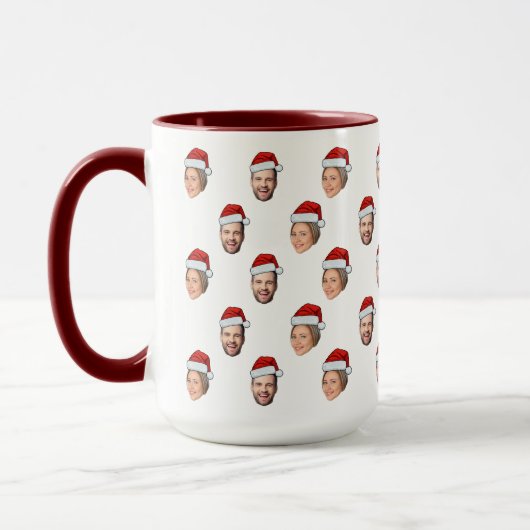 Weihnachtsmannmütze Personalisiertes Gesicht 2 Fot Tasse (Links)