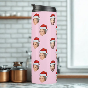 Weihnachtsmannmütze Personalisiertes Gesicht 2 Fot Thermosbecher