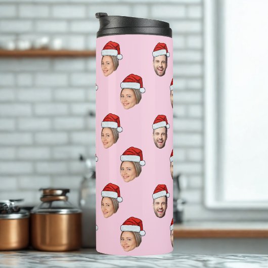 Weihnachtsmannmütze Personalisiertes Gesicht 2 Fot Thermosbecher