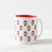 Weihnachtsmannmütze Personalisiertes Gesicht 2 Fot Zweifarbige Tasse (VorderseiteRechts)