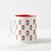 Weihnachtsmannmütze Personalisiertes Gesicht 2 Fot Zweifarbige Tasse (Vorderseite Links)