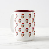 Weihnachtsmannmütze Personalisiertes Gesicht 2 Fot Zweifarbige Tasse (Vorderseite Links)