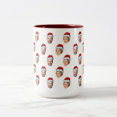 Weihnachtsmannmütze Personalisiertes Gesicht 2 Fot Zweifarbige Tasse (Mittel)