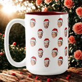Weihnachtsmannmütze Personalisiertes Gesicht 2 Fot Zweifarbige Tasse
