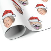 Weihnachtsmannmütze Personalisiertes Gesicht 3 Fot Geschenkpapier (Rolleneckpunkt)