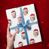 Weihnachtsmannmütze Personalisiertes Gesicht 3 Fot Geschenkpapier