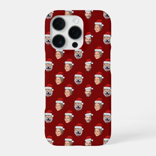 Weihnachtsmannmütze Personalisiertes Gesicht 3 Fot iPhone Hülle (Rückseite)