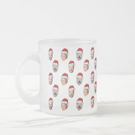 Weihnachtsmannmütze Personalisiertes Gesicht 3 Fot Mattglastasse (Links)