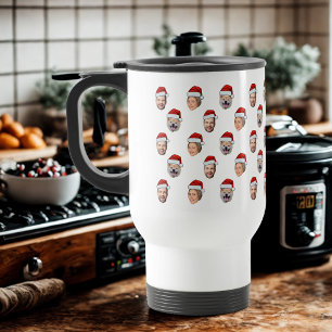 Weihnachtsmannmütze Personalisiertes Gesicht 3 Fot Reisebecher