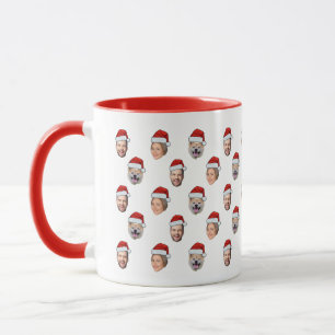 Weihnachtsmannmütze Personalisiertes Gesicht 3 Fot Tasse