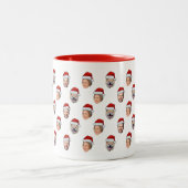 Weihnachtsmannmütze Personalisiertes Gesicht 3 Fot Zweifarbige Tasse (Mittel)