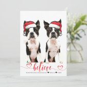 Weihnachtsmannmütze Pet Foto Ferienkarte glauben (Stehend Vorderseite)