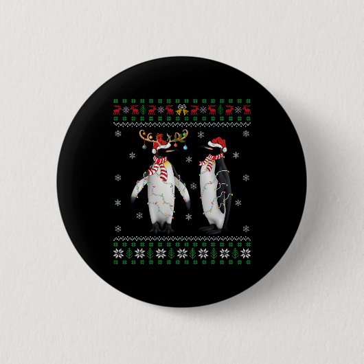 Weihnachtsmannmütze Pinguin Bird Xmas Lighting Ugl Button (Vorderseite)