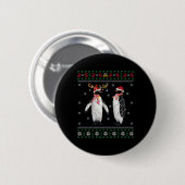Weihnachtsmannmütze Pinguin Bird Xmas Lighting Ugl Button (Vorne & Hinten)