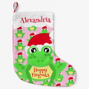Weihnachtsmannmütze Pink Frog Cartoon Muster Name  Kleiner Weihnachtsstrumpf