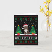 Weihnachtsmannmütze Pitbull Hund Weihnachtsbaum Li Karte (Gelbe Blume)