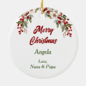 Weihnachtsmannmütze Polar Bear Holly Berries Weihn Keramik Ornament (Hinten)