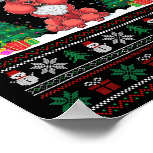 Weihnachtsmannmütze Poodle Hund Weihnachtsbaum Lic Poster (Ecke)