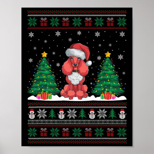 Weihnachtsmannmütze Poodle Hund Weihnachtsbaum Lic Poster (Vorne)