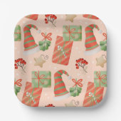 Weihnachtsmannmütze präsentiert Baubles Holly Squa Pappteller (Vorderseite)