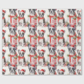 Weihnachtsmannmütze Pup Party Frenchie Geschenk Geschenkpapier (Flach)